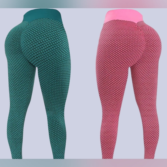 2 Women Bubble Butt Leggings Casual and or Active wear ladies Workout Pants - Picture 1 of 4